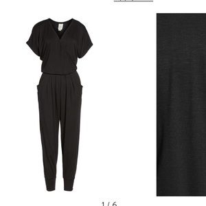 Loveappella Short Sleeve Wrap Top Jumpsuit